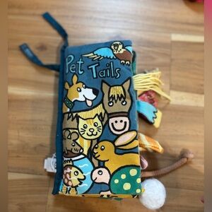 Jellycat Pet Tails Soft Book - Blue and Yellow